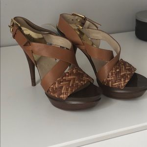 Michael Kors leather woven heals